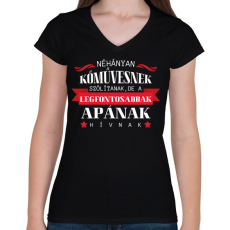 PRINTFASHION Kőműves apuka - Női V-nyakú póló - Fekete