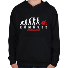PRINTFASHION Kőműves evolúció - Gyerek kapucnis pulóver - Fekete