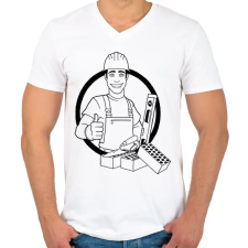 PRINTFASHION kőműves - Férfi V-nyakú póló - Fehér férfi póló