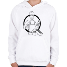 PRINTFASHION kőműves - Gyerek kapucnis pulóver - Fehér gyerek pulóver, kardigán