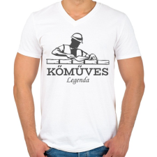 PRINTFASHION Kőműves legenda - Férfi V-nyakú póló - Fehér férfi póló