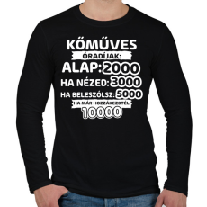 PRINTFASHION Kőműves óradíjak - Férfi hosszú ujjú póló - Fekete