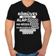 PRINTFASHION Kőműves óradíjak - Férfi V-nyakú póló - Fekete férfi póló