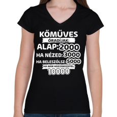 PRINTFASHION Kőműves óradíjak - Női V-nyakú póló - Fekete