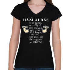 PRINTFASHION Konditerem áldás - Edző - Női V-nyakú póló - Fekete