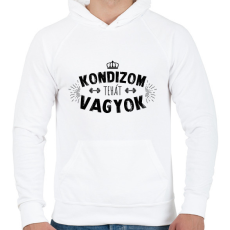 PRINTFASHION Kondizom, tehát vagyok - Férfi kapucnis pulóver - Fehér