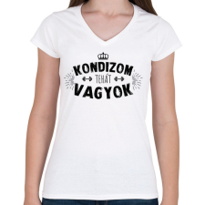 PRINTFASHION Kondizom, tehát vagyok - Női V-nyakú póló - Fehér női póló