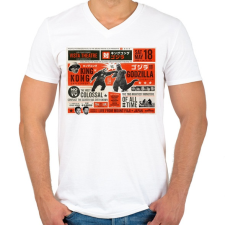PRINTFASHION Kong vs. Godzilla - Férfi V-nyakú póló - Fehér férfi póló