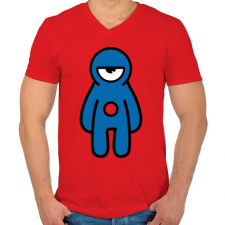 PRINTFASHION Kontraszt Küklopsz (kék) - Férfi V-nyakú póló - Piros férfi póló