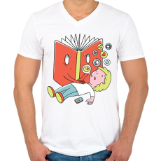 PRINTFASHION Könyv - Férfi V-nyakú póló - Fehér