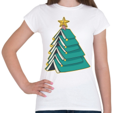 PRINTFASHION Könyv karácsonyfa - Női póló - Fehér