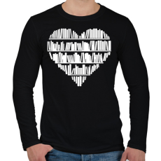 PRINTFASHION Könyv szív - Férfi hosszú ujjú póló - Fekete