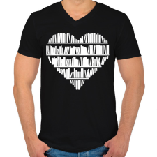 PRINTFASHION Könyv szív - Férfi V-nyakú póló - Fekete férfi póló