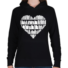 PRINTFASHION Könyv szív - Női kapucnis pulóver - Fekete női pulóver, kardigán