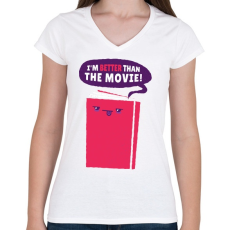 PRINTFASHION Könyv vs. film - Női V-nyakú póló - Fehér
