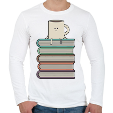 PRINTFASHION Könyvek és kávé - Férfi hosszú ujjú póló - Fehér férfi póló