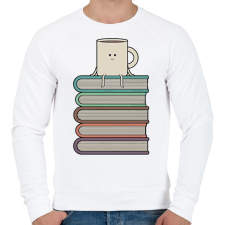 PRINTFASHION Könyvek és kávé - Férfi pulóver - Fehér férfi pulóver, kardigán