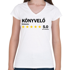 PRINTFASHION Könyvelő értékelés - Női V-nyakú póló - Fehér női póló