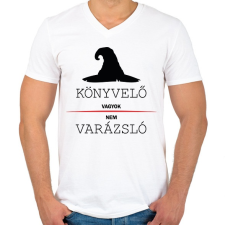 PRINTFASHION Könyvelő vagyok, nem varázsló - Férfi V-nyakú póló - Fehér férfi póló