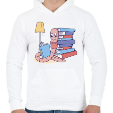 PRINTFASHION Könyvkukac - Férfi kapucnis pulóver - Fehér férfi pulóver, kardigán