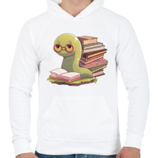 PRINTFASHION Könyvkukac - Férfi kapucnis pulóver - Fehér férfi pulóver, kardigán