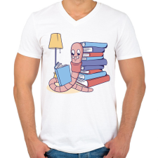 PRINTFASHION Könyvkukac - Férfi V-nyakú póló - Fehér férfi póló