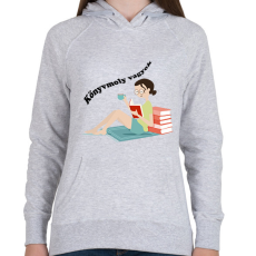 PRINTFASHION Könyvmoly - Női kapucnis pulóver - Sport szürke