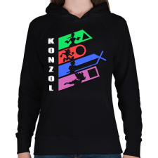 PRINTFASHION Konzol PSX - Női kapucnis pulóver - Fekete női pulóver, kardigán
