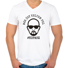 PRINTFASHION #Kopasz - Férfi V-nyakú póló - Fehér férfi póló
