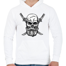 PRINTFASHION Koponya és kard - Férfi kapucnis pulóver - Fehér férfi pulóver, kardigán