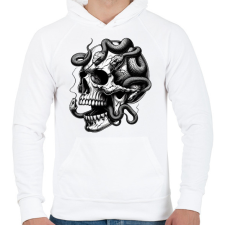 PRINTFASHION Koponya - Férfi kapucnis pulóver - Fehér férfi pulóver, kardigán