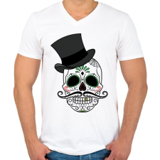 PRINTFASHION Koponya - Férfi V-nyakú póló - Fehér férfi póló