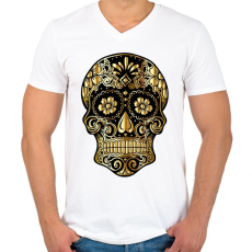 PRINTFASHION Koponya - Férfi V-nyakú póló - Fehér