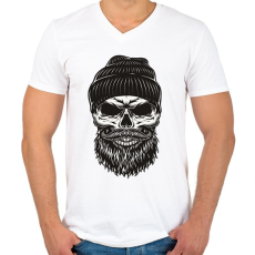 PRINTFASHION Koponya  - Férfi V-nyakú póló - Fehér