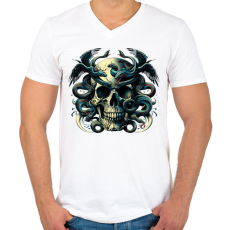 PRINTFASHION Koponya - Férfi V-nyakú póló - Fehér