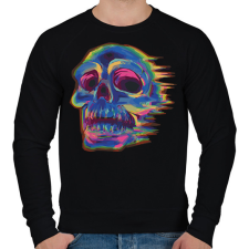 PRINTFASHION Koponya glitch art - Férfi pulóver - Fekete férfi pulóver, kardigán