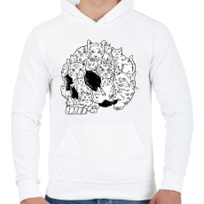 PRINTFASHION Koponya macskákból - Férfi kapucnis pulóver - Fehér