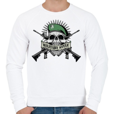 PRINTFASHION Koponya - Military style - Férfi pulóver - Fehér