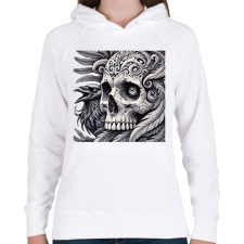 PRINTFASHION Koponya - Női kapucnis pulóver - Fehér női pulóver, kardigán