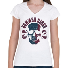 PRINTFASHION Koponya - Női V-nyakú póló - Fehér női póló