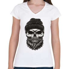 PRINTFASHION Koponya  - Női V-nyakú póló - Fehér