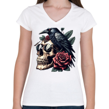 PRINTFASHION Koponya - Női V-nyakú póló - Fehér női póló