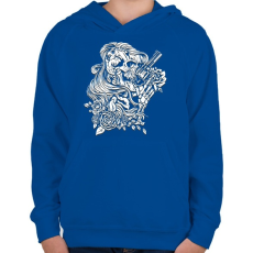 PRINTFASHION Koponya psiztollyal - Gyerek kapucnis pulóver - Királykék