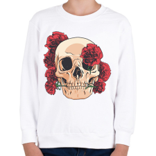 PRINTFASHION Koponya rózsákkal - Gyerek pulóver - Fehér gyerek pulóver, kardigán