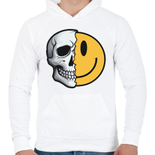 PRINTFASHION Koponya smiley - Férfi kapucnis pulóver - Fehér férfi pulóver, kardigán