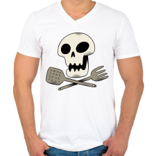 PRINTFASHION Koponyás szakács - Férfi V-nyakú póló - Fehér férfi póló
