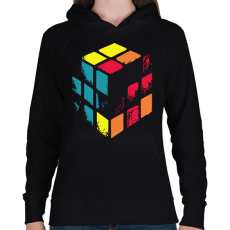PRINTFASHION Kopott Rubik kocka - Női kapucnis pulóver - Fekete