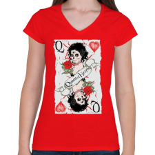 PRINTFASHION Kör Dáma - Női V-nyakú póló - Piros női póló