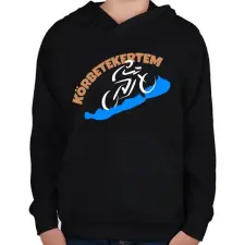 PRINTFASHION Körbetekertem! - Gyerek kapucnis pulóver - Fekete gyerek pulóver, kardigán