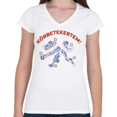 PRINTFASHION Körbetekertem - Női V-nyakú póló - Fehér